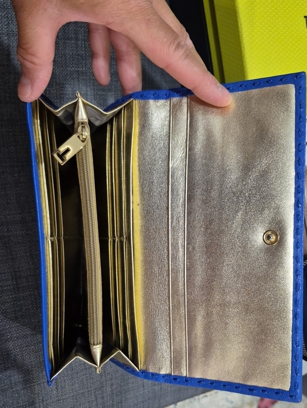 Ted Baker London Blue Exterior with Gold Metallic Interior Wallet